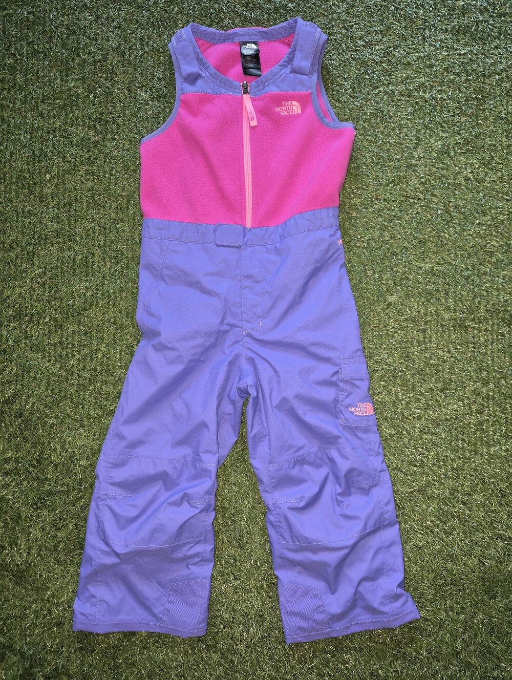 The North Face Pink and Purple Girls' Snow Bib Overalls